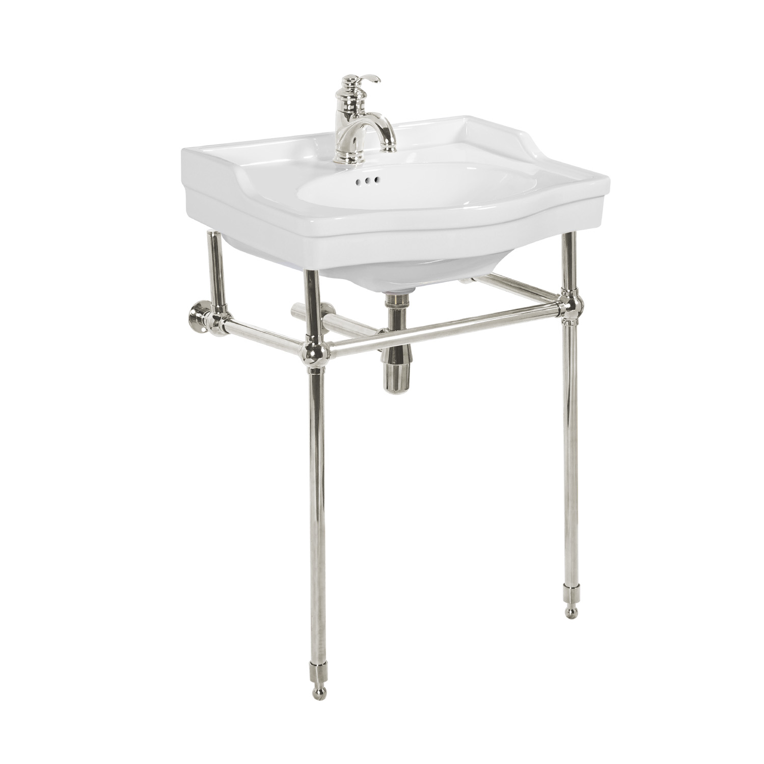 Bathroom 24-inch ceramic washstand 62 cm freestanding console sink with backsplash and overflow